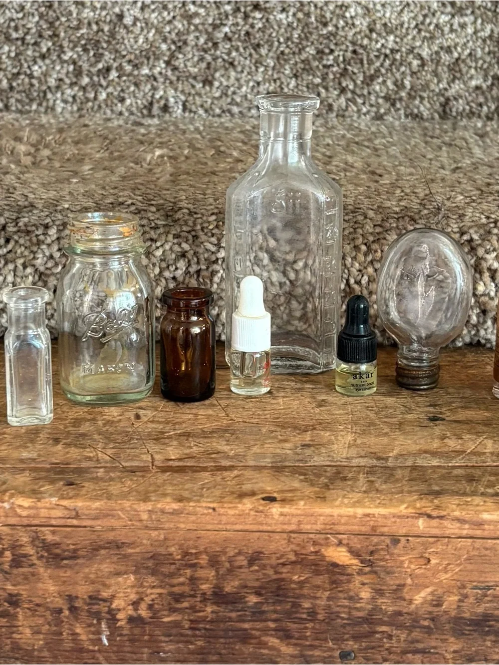 Vintage Clear Glass Apothecary Bottles Set - Clear and Amber